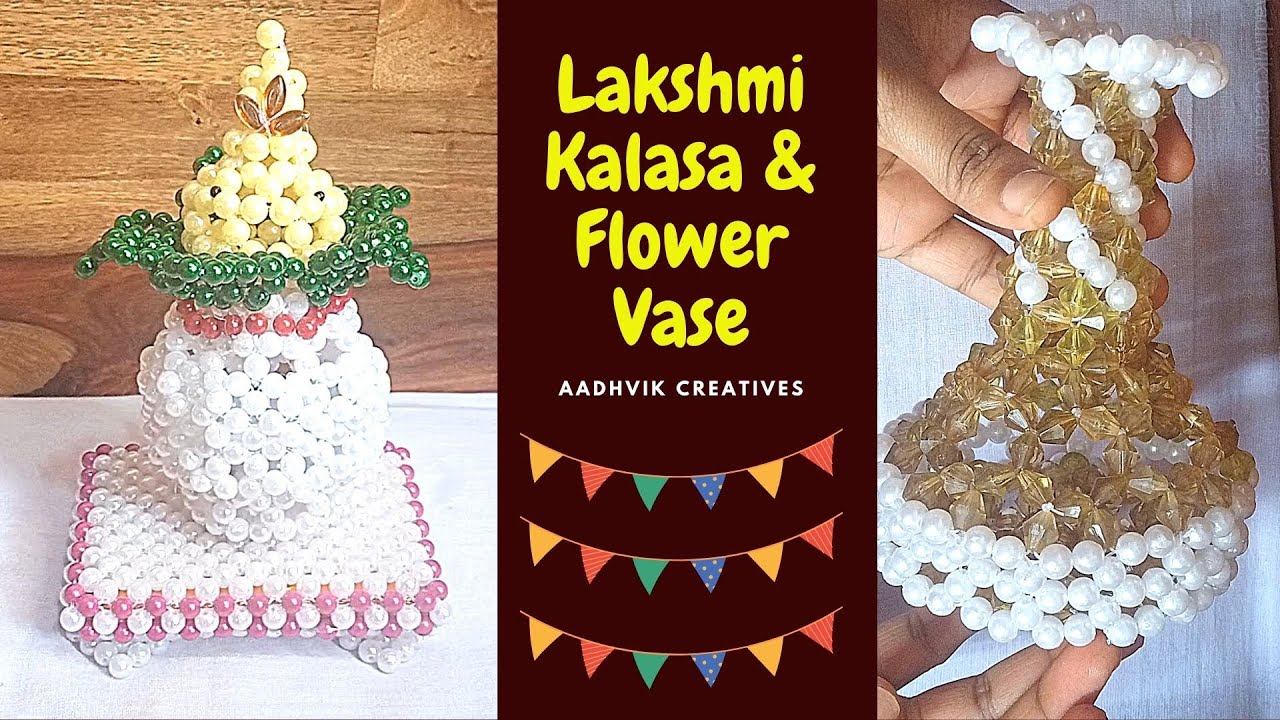 Kalasa Item Made In White Beads | Vase Made In Beads | Beaded Mani Crafts | Lakshmi Kalasa Making