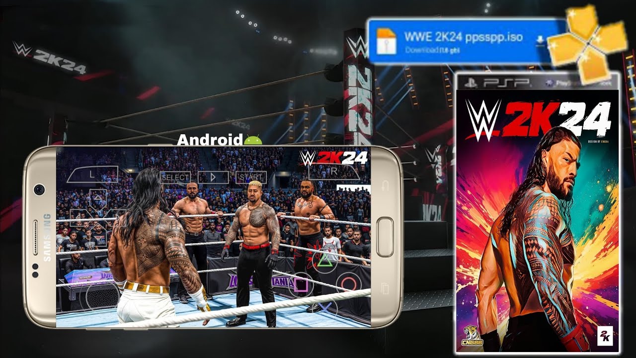 ЛУЧШИЙ МОД WWE 2K24 ДЛЯ АНДРОИДА С ВЫСОКОСЖАТЫМ ISO-ФАЙЛОМ SVR 11 И ПАПКОЙ 2K24 PSP WR3D