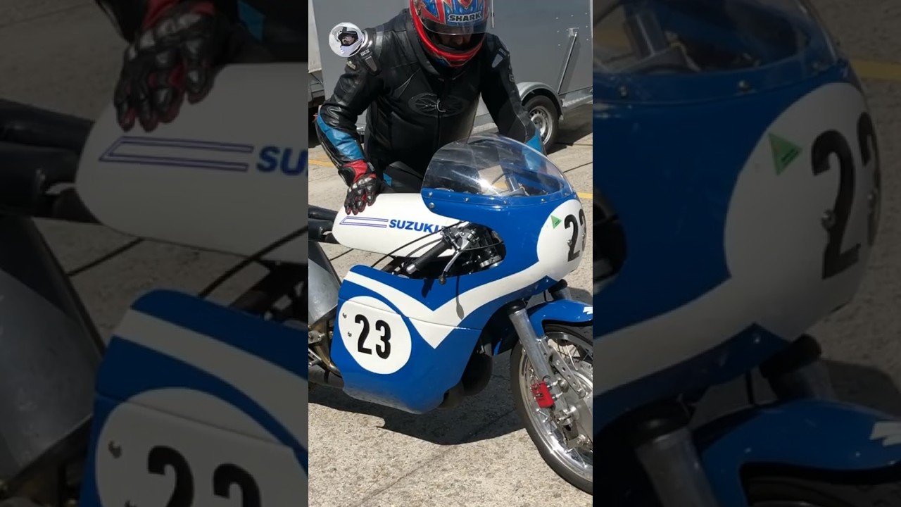 Seeley Suzuki T500 engine start - like Barry Sheene in early 70s! 