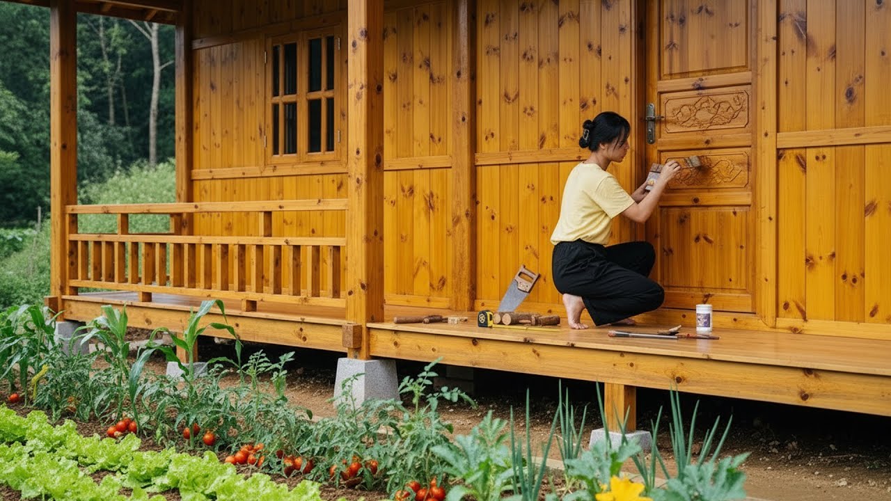 The entire process of the girl building her dream log cabin cost only $2000.