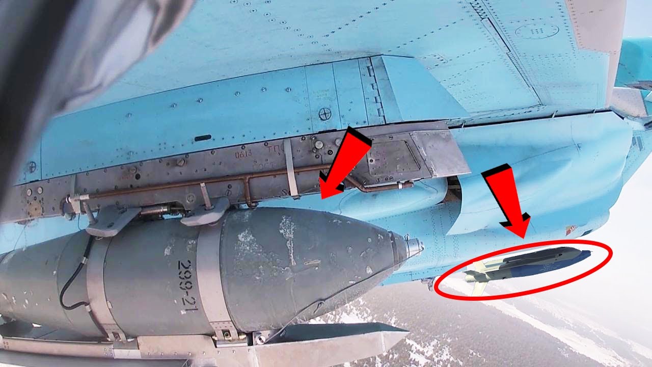 Terrifying of Su-34 Fighter Bomber Pilot Launching FAB-500 bombs Attacks