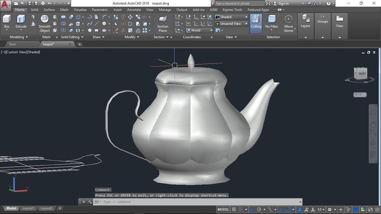 AutoCAD 3D, Teapot Create, AutoCAD training The End