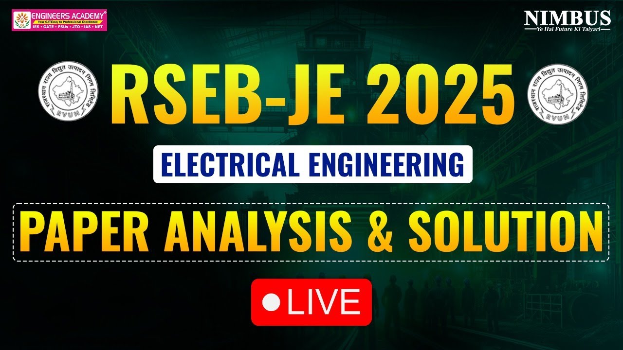 RSEB-JE 2025 | RSEB JE Electrical Paper Solution | RSEB JE Electrical Engineering Paper Analysis