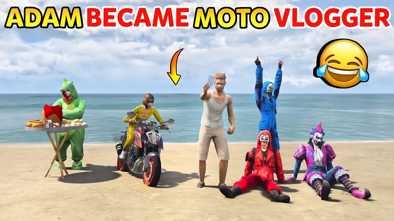 Adam Became Moto Vlogger | Gta x Freefire | Gta 5 In Telugu | Comedy Episode #9