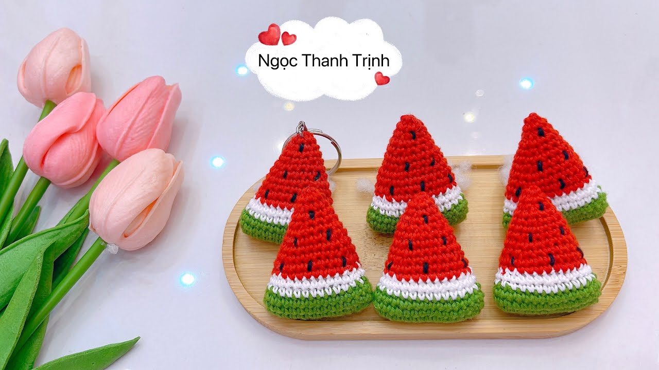 # 114 - Móc dưa hấu 🍉 bằng len/ Crochet watermelon with wool? Ngọc Thanh Handmade ! 💕