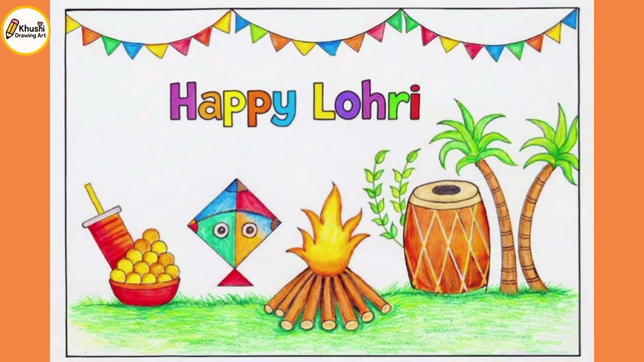 Happy Lohri 2026 | Lohri Special Drawing 🎨 | Easy Lohri Drawing for Kids & Beginners
