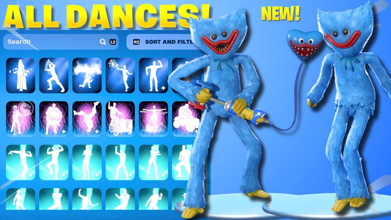 HUGGY WUGGY Poppy Playtime Skin Showcase On 400+ ORIGINAL Fortnite Dances & TikTok Icon Emotes