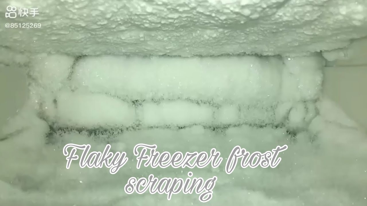 Flaky deep Freezer frost scraping with big knife | Freezer frost scraping with scraper | Huge frost