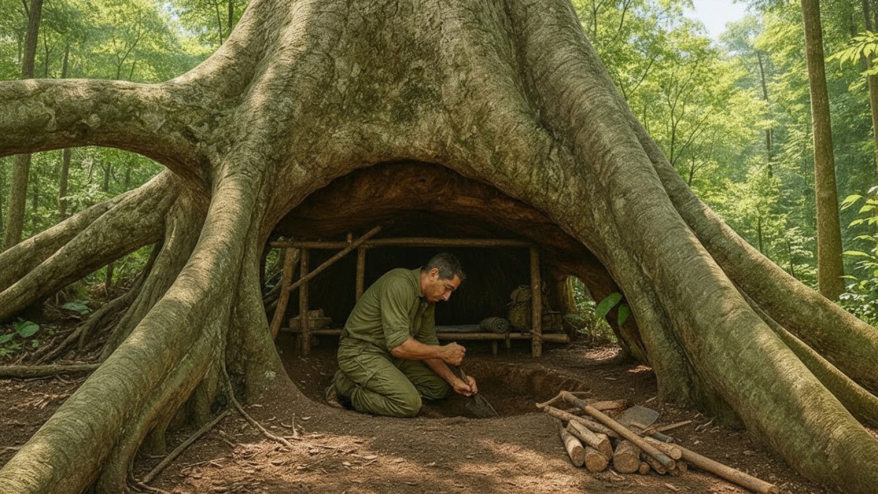 72 Hours Alone in the Jungle – Surviving Beneath a Massive Tree