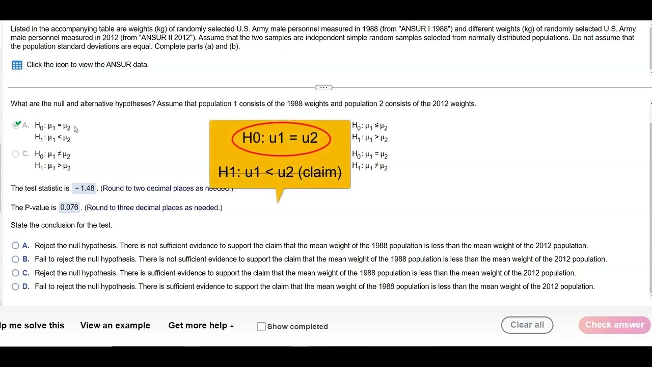 Hypothesis Test Two Independent Means with Raw Data using Statcrunch