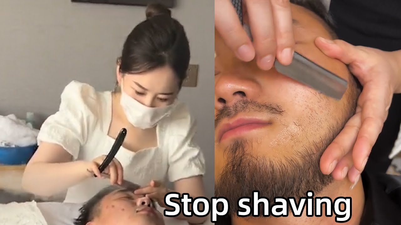 💈ASMR Rare|A customer with thick beard came. but the master was not allowed to shave his beard off！