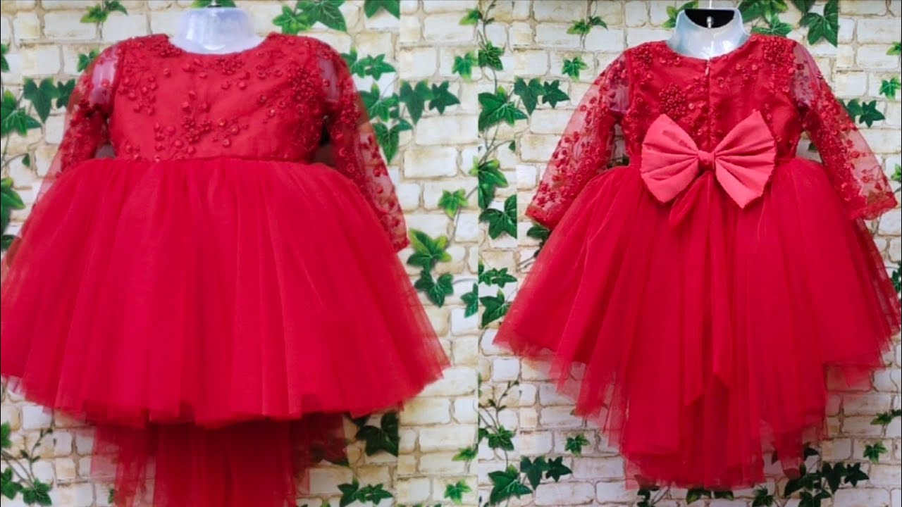 Beautifull designer baby frock cutting and stitching/2yr baby frock/High low frock stitching