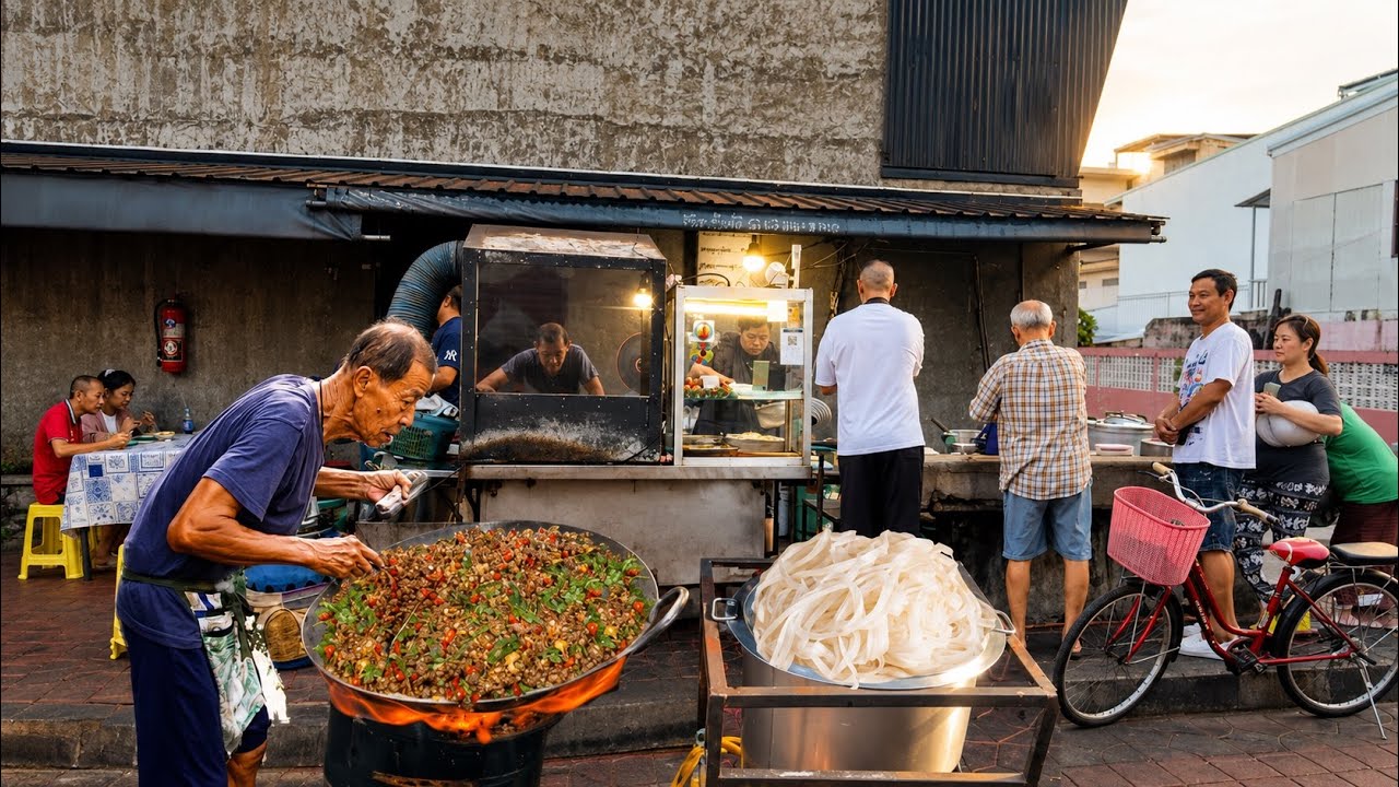 Only $0.30 Sold Out 200 Packs Stir-fried Noodles By Hard Working Grandpa | Thai Street Food