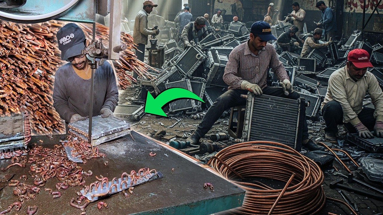 Amazing Step by Step Process of Extracting HIGH VALUE Copper & Aluminium from Old AC Radiators
