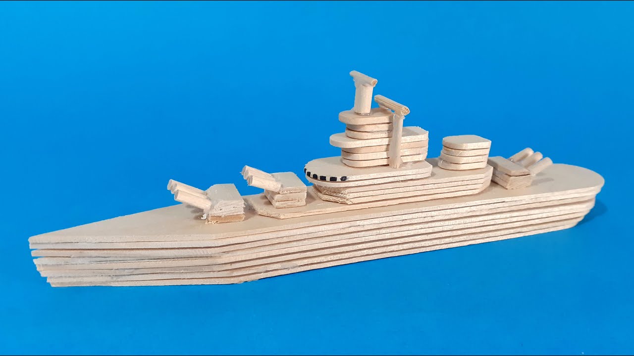 Como hacer el ACORAZADO USS MISSOURI con PALITOS de helado