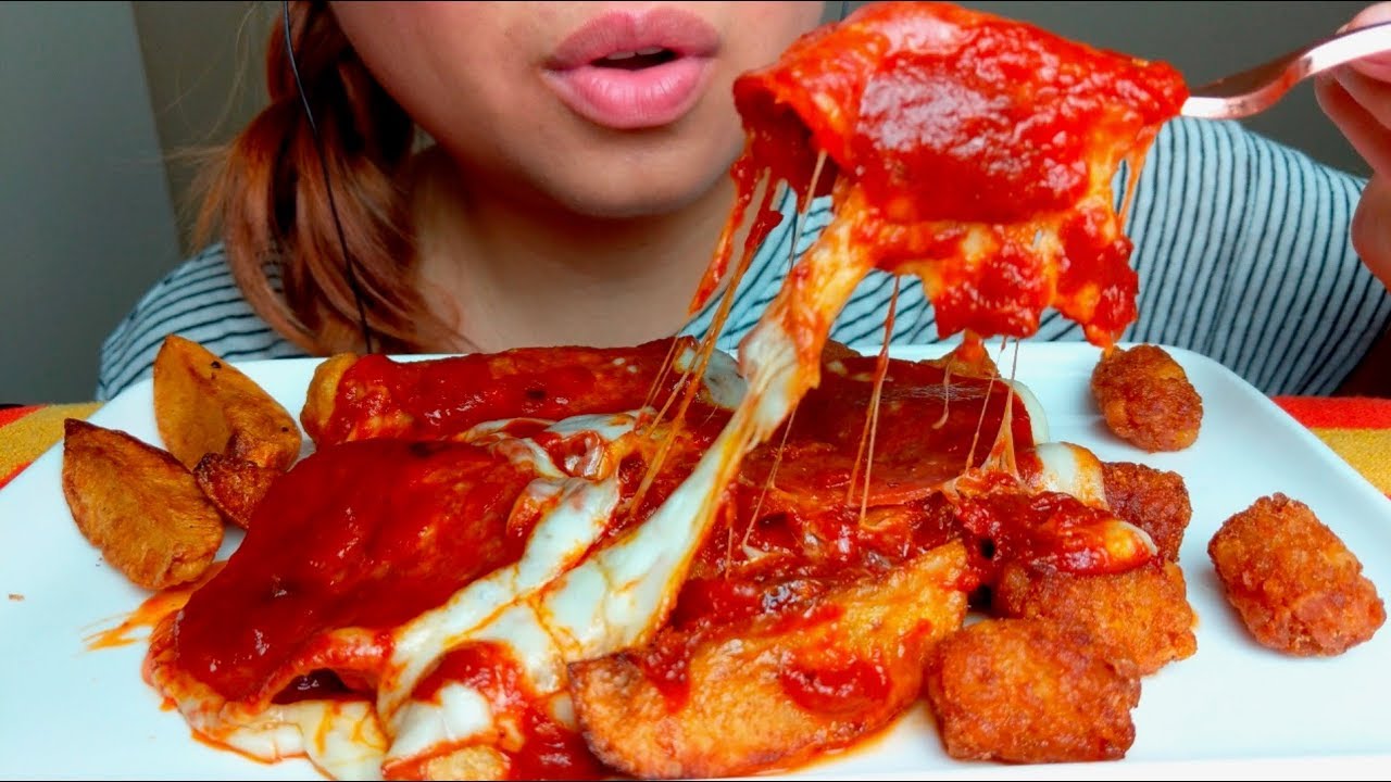 ASMR PEPPERONI PIZZA TATER TOTS 먹방 Crunchy Eating Sounds *No Talking* suellASMR