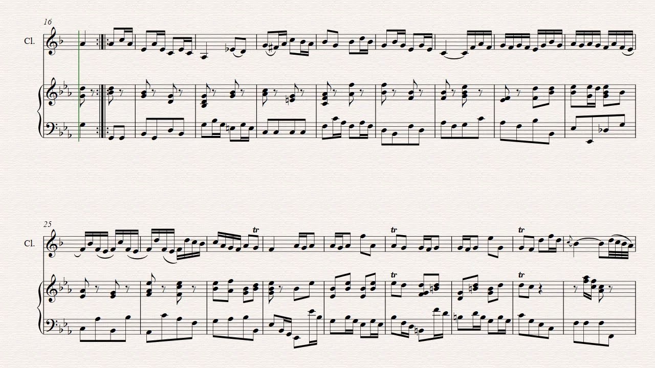 Bach, Badinerie, Clarinet acompaniament
