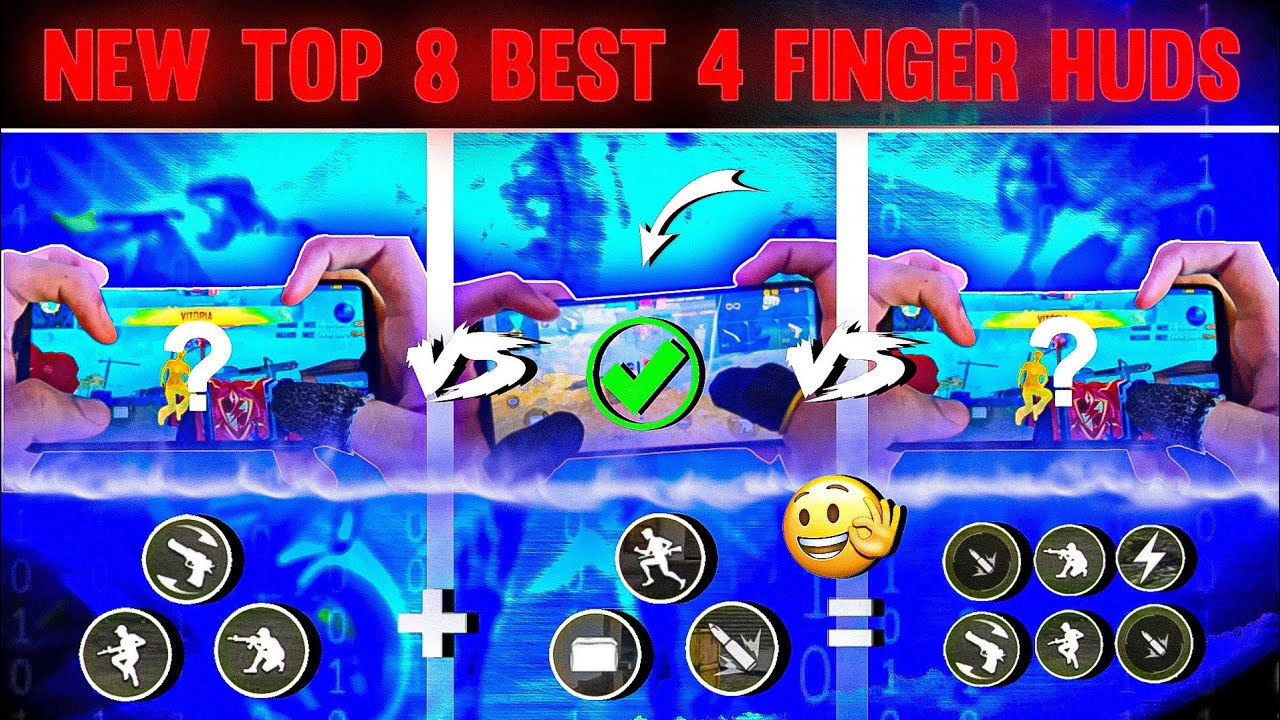 2024 New Top 8 Best 4 FINGER Custom Hud Free Fire🔥 (MOVMENT+HEADSHOT)😱 Best Custom Hud In FF |