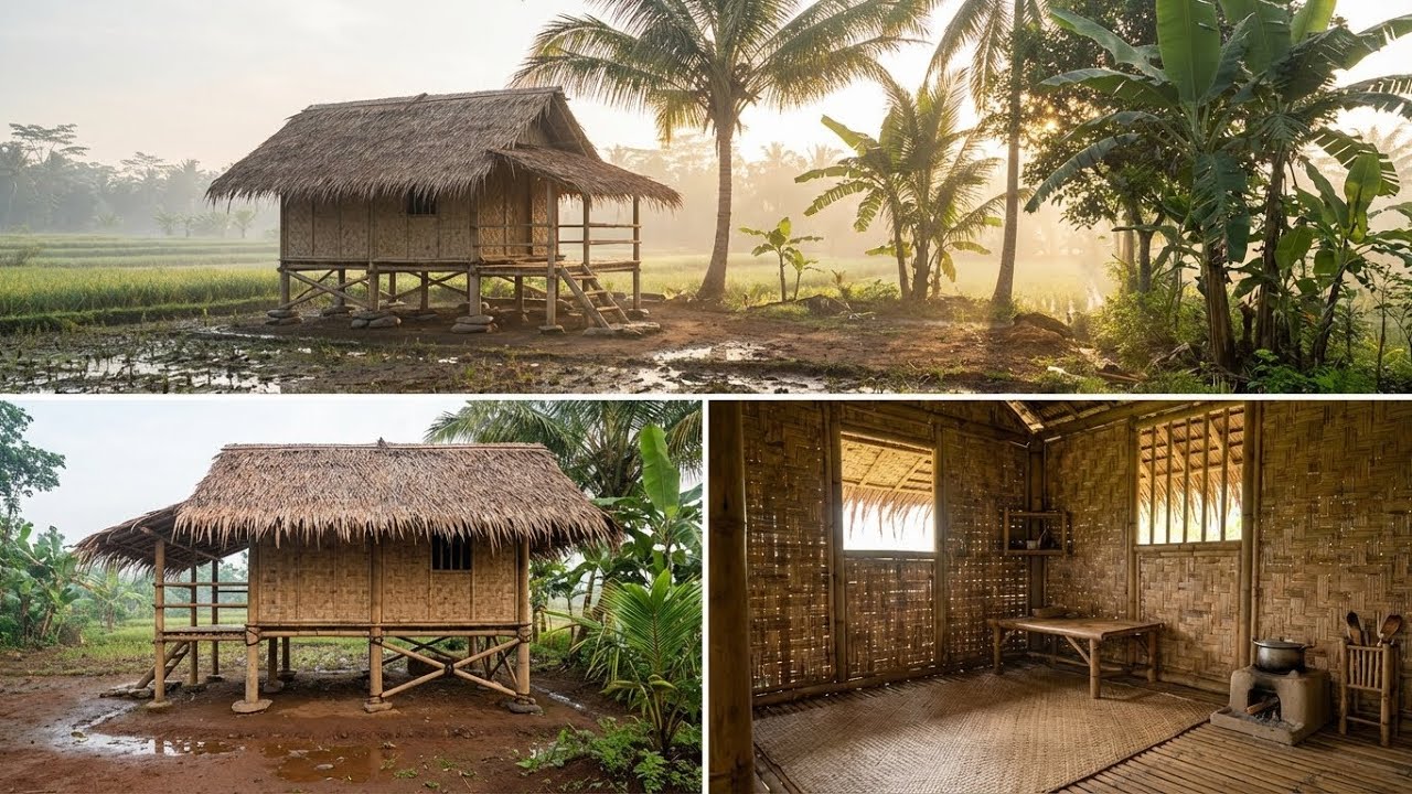 I Built a Bamboo Stilt House in the Indonesian Countryside | Peaceful Build Film