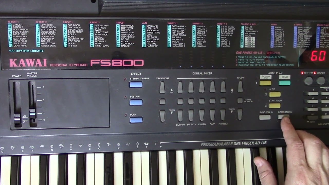 1991 Kawai FS 800 Superboard PCM Drum Machine Rhythm Patterns