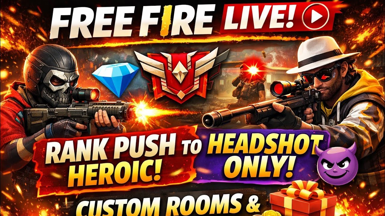 FREE FIRE LIVE 🔴 | Grandmaster Push 🔥 Headshot Only Gameplay 😈 #freefire