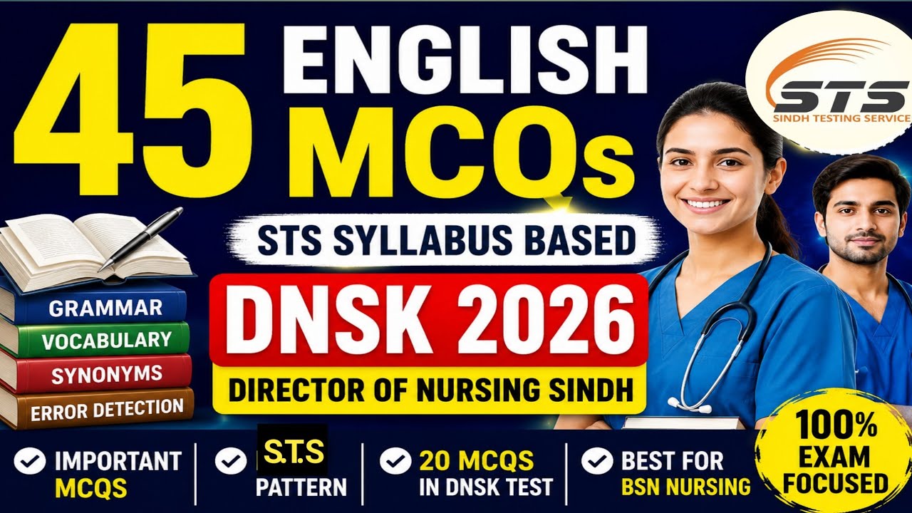 45 Most Important English MCQs | Director of Nursing Sindh 2026 | STS Syllabus Based Preparation 
