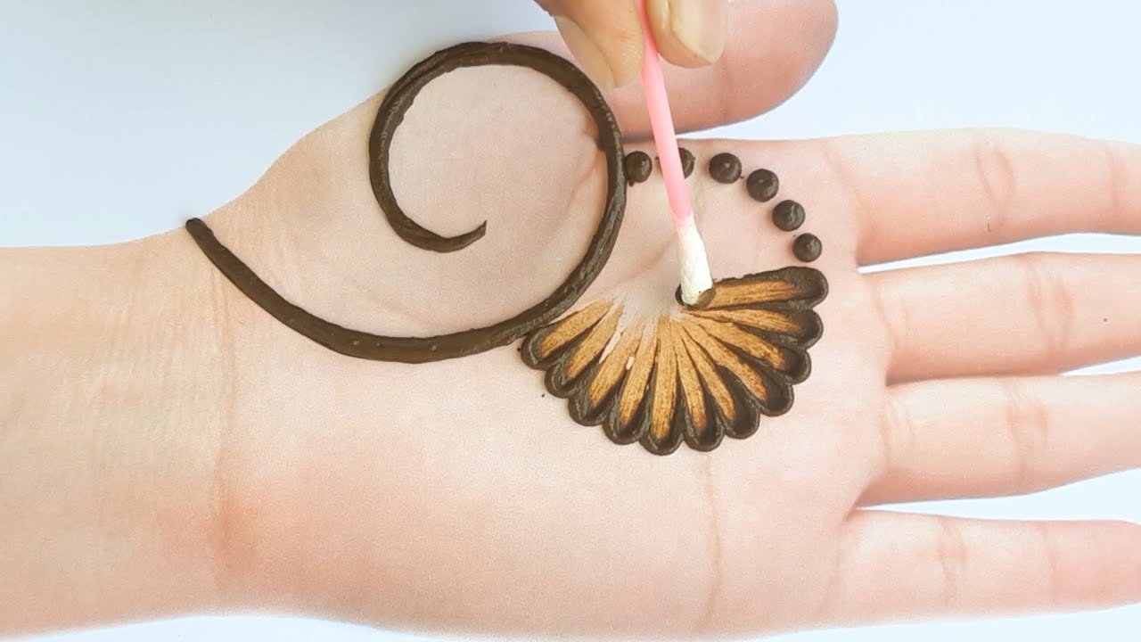 Beautiful Mehndi design with cotton bud - Simple Mehendi design for front hands
