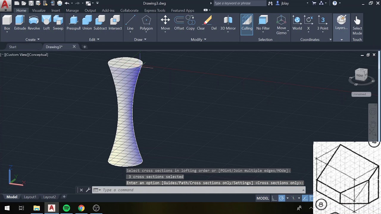 Using Loft in AutoCAD 2020
