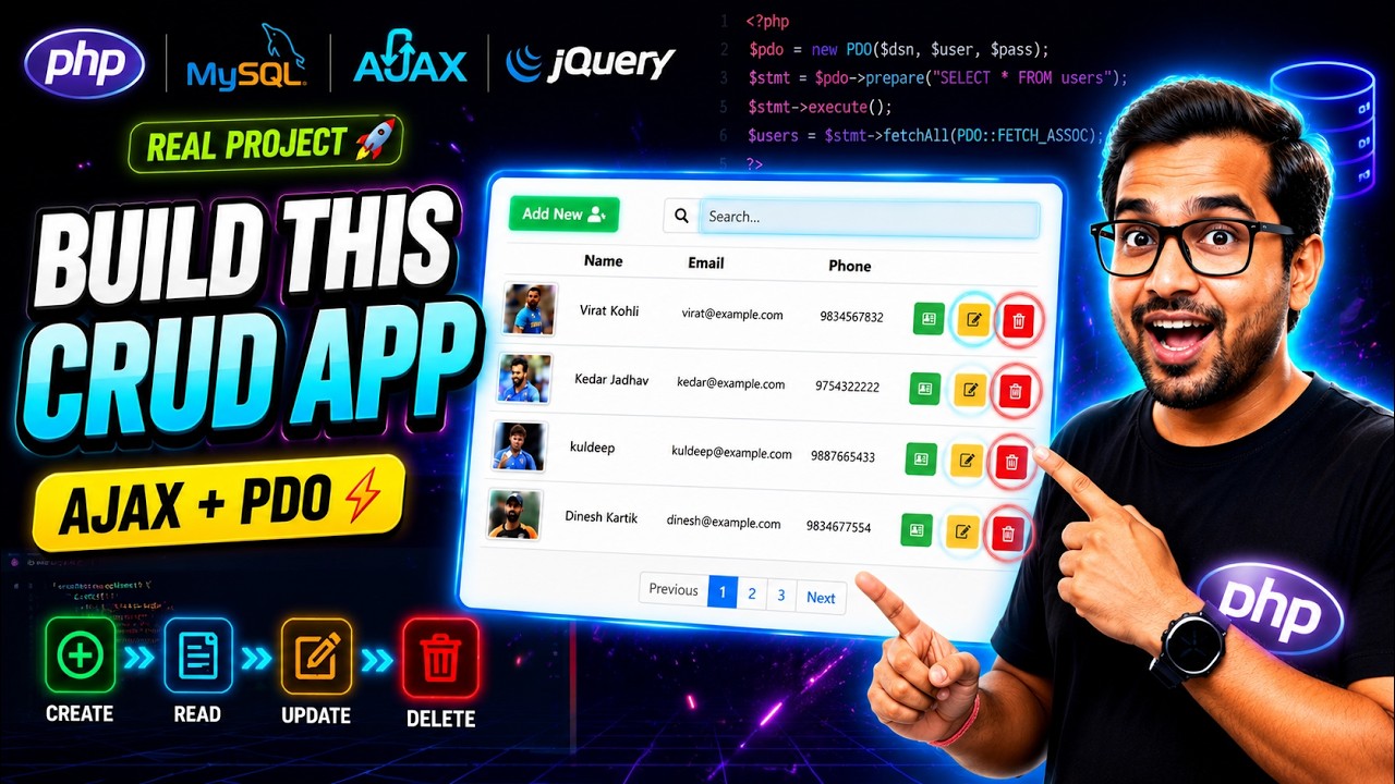 PHP PDO CRUD with Ajax jQuery and Bootstrap | PHP MySQL CRUD Operations (Hindi)