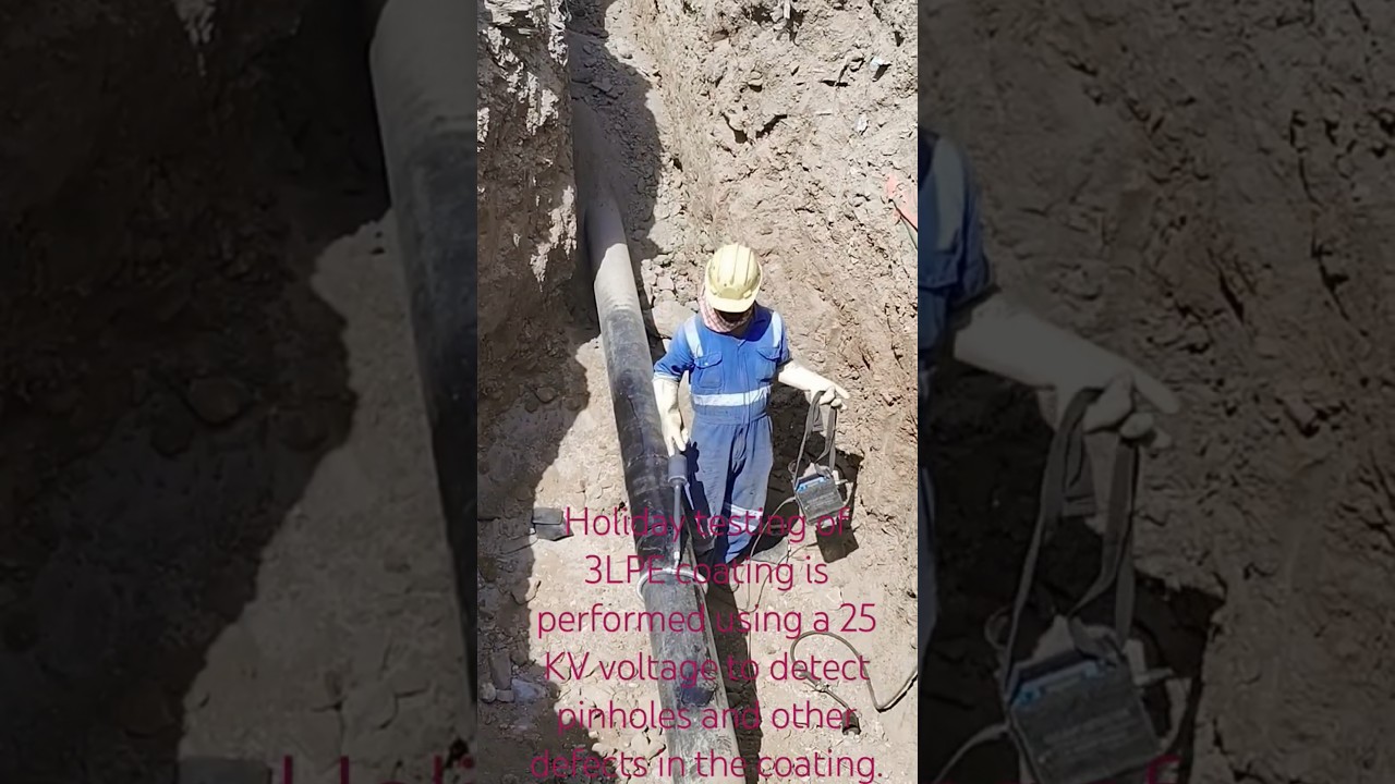 GAS PIPELINE 3LPE COATING HOLIDAY TESTING!!#cgd #coating #pipeline #shortsvideo#insulation