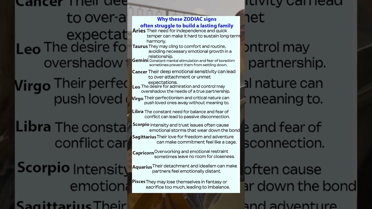 Why these ZODIAC signs often struggle to build a lasting family