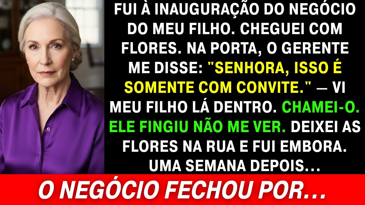 Fui Na Inauguração Do Negócio Do Meu Filho, Ele Fingiu Não Me Ver, Uma Semana Depois...