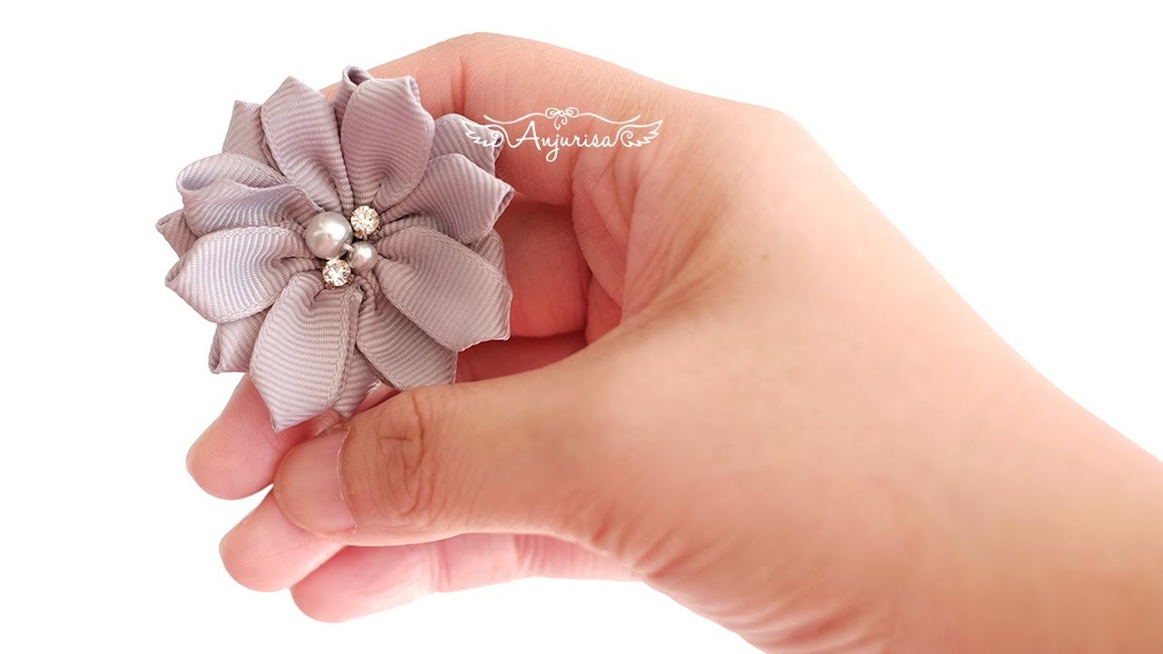 Grosgrain Ribbon Flower Tutorial for BEGINNGERS