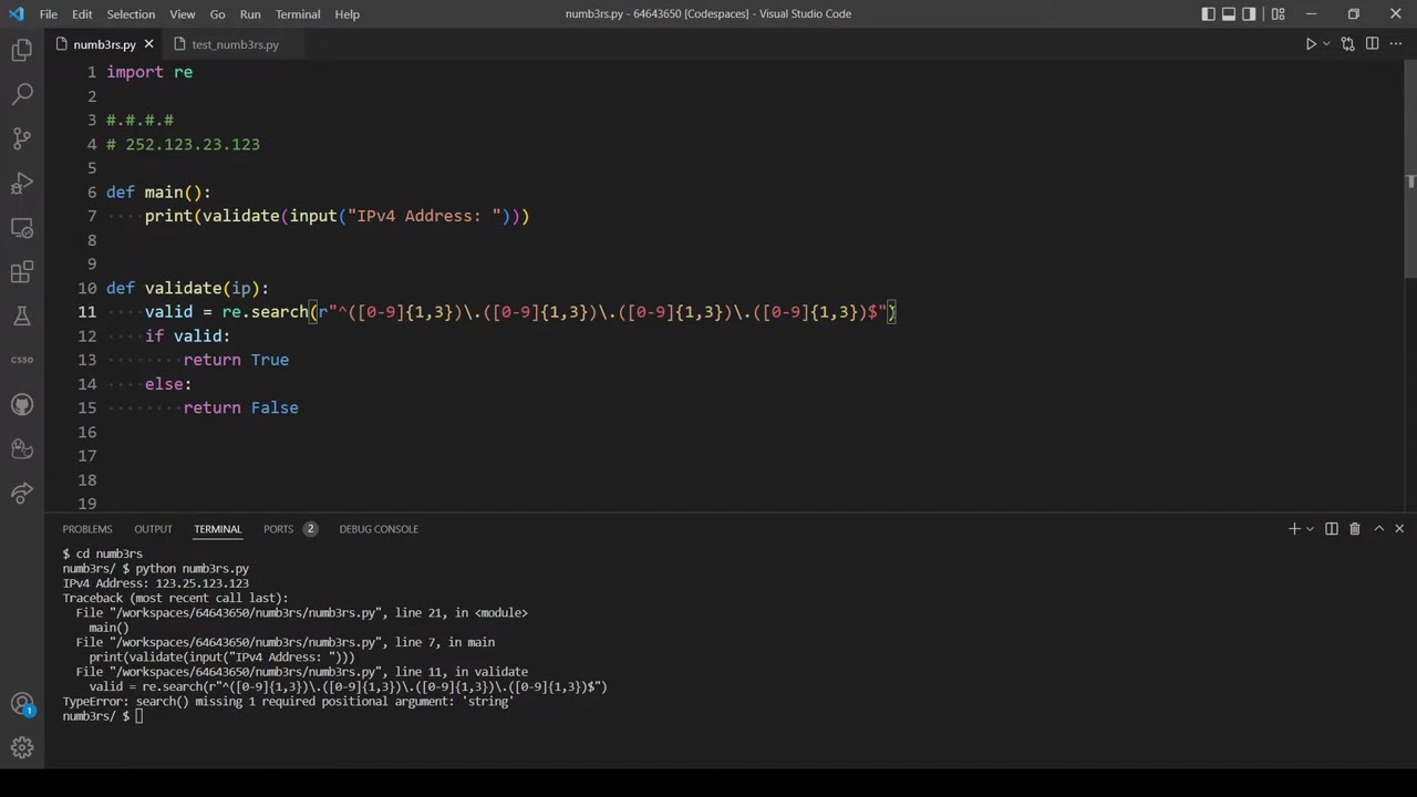 Numb3rs - Задание 7 (курс CS50 «Введение в программирование на Python»)