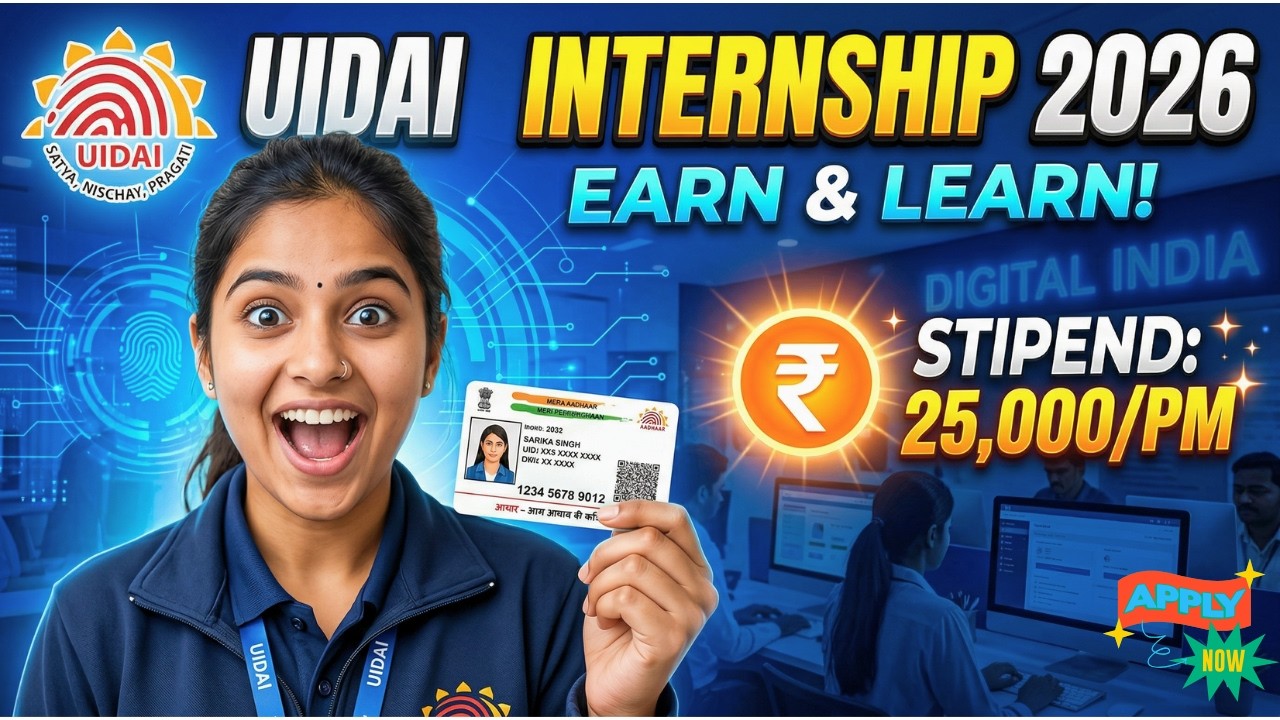 UIDAI Internship 2026 🔥 | ₹Paid Aadhaar Internship | Last Date & Full Apply Process