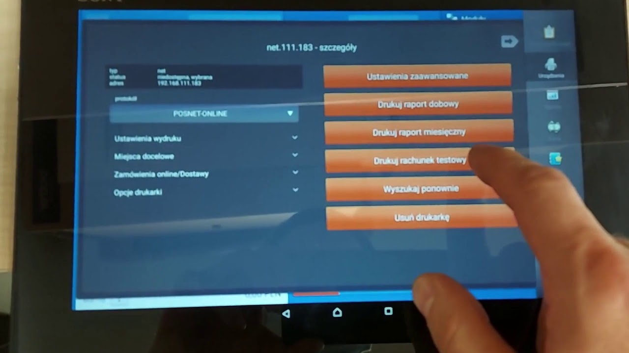 ustawienie drukarki posnet online w posbistro