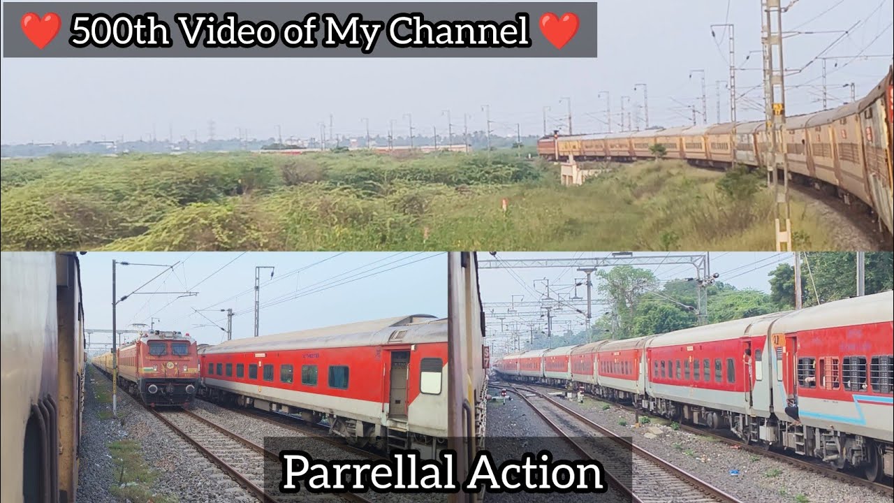 Parallel Action | Guruvayur Exp & Jodhpur Exp Entering Villupuram Jn ❣️ 500thVideo of my channel ❣️