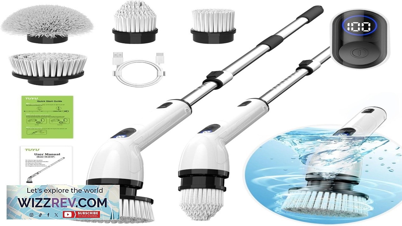 TUYU Electric Spin Scrubber Full Body IPX7 Waterproof Bathroom Scrubber with Power LCD