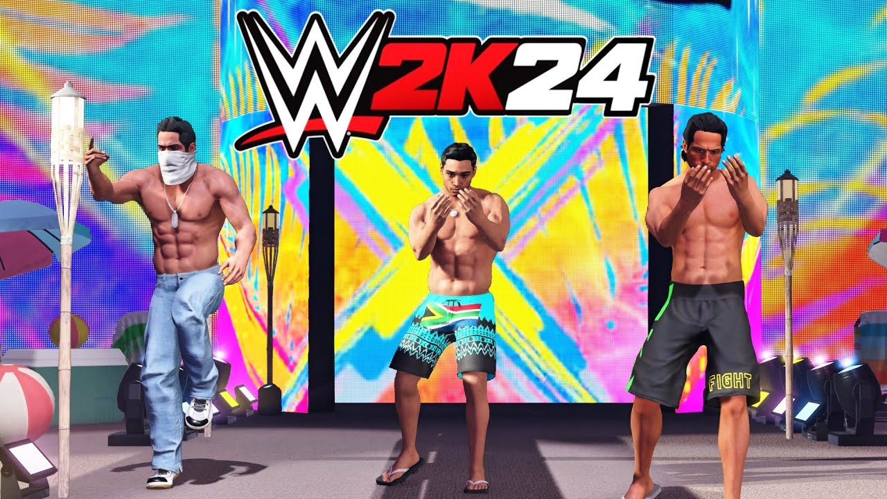 Wwe2k24 summer edition with my family custom characters | 8 man ladder