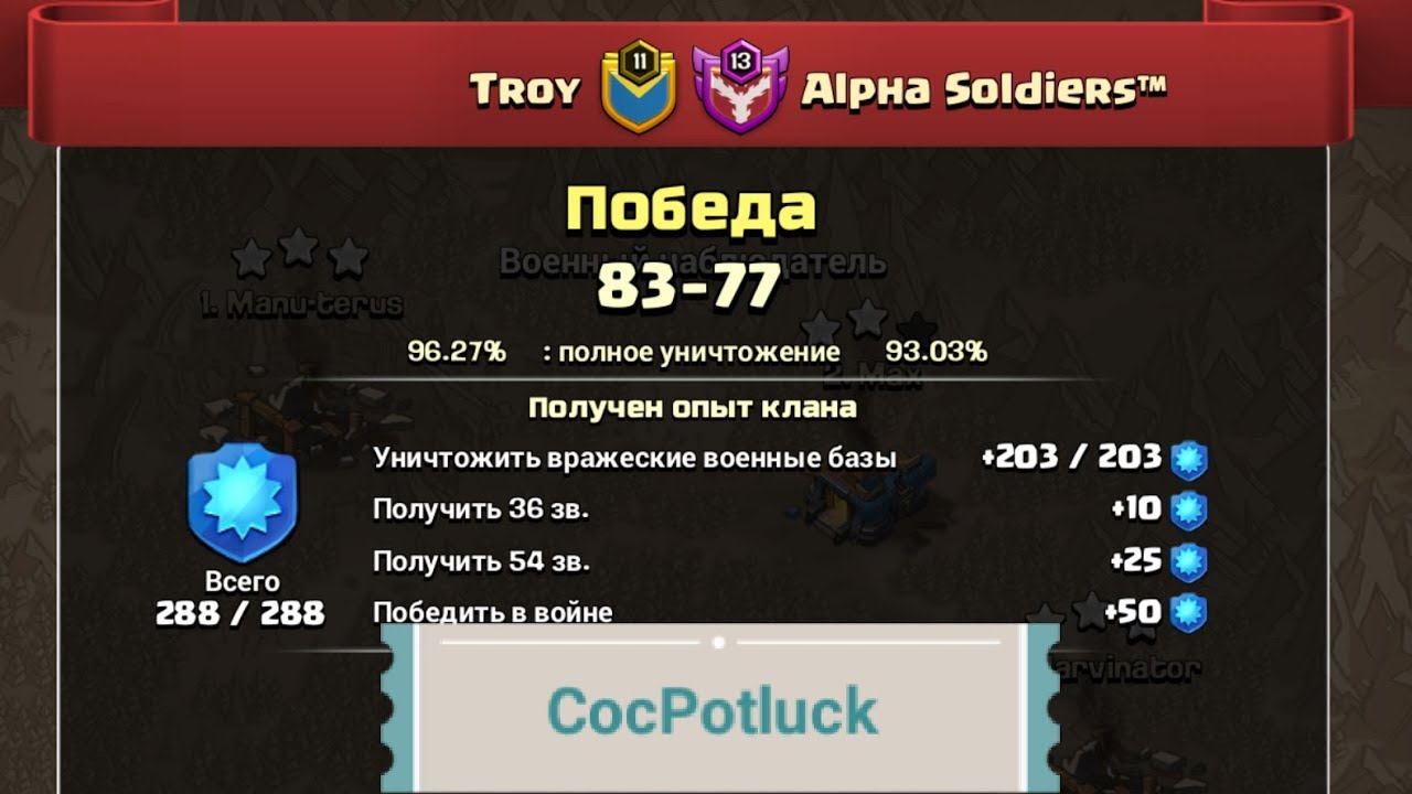 CocPotluck Troy vs Alpha Soldiers