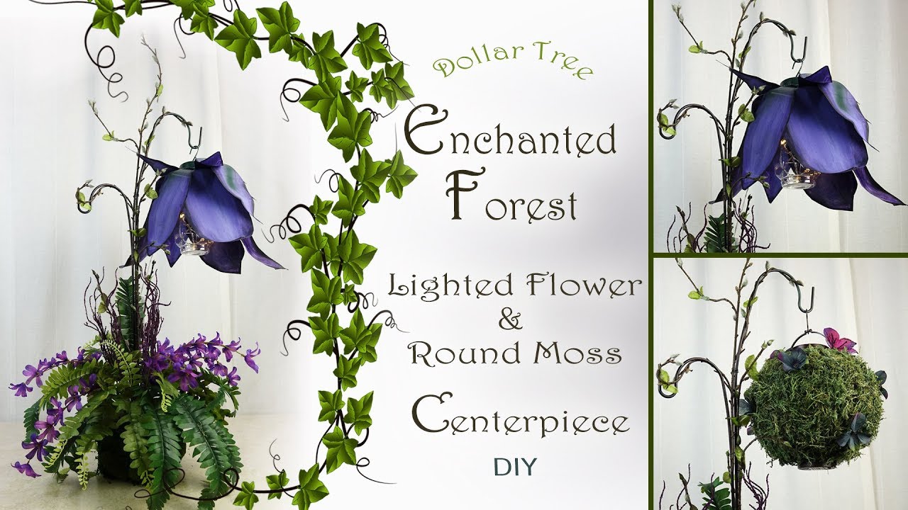 Enchanted Forest Lighted Flower & Moss Lantern Centerpiece / Fairy Party Decor / Dollar Tree DIY