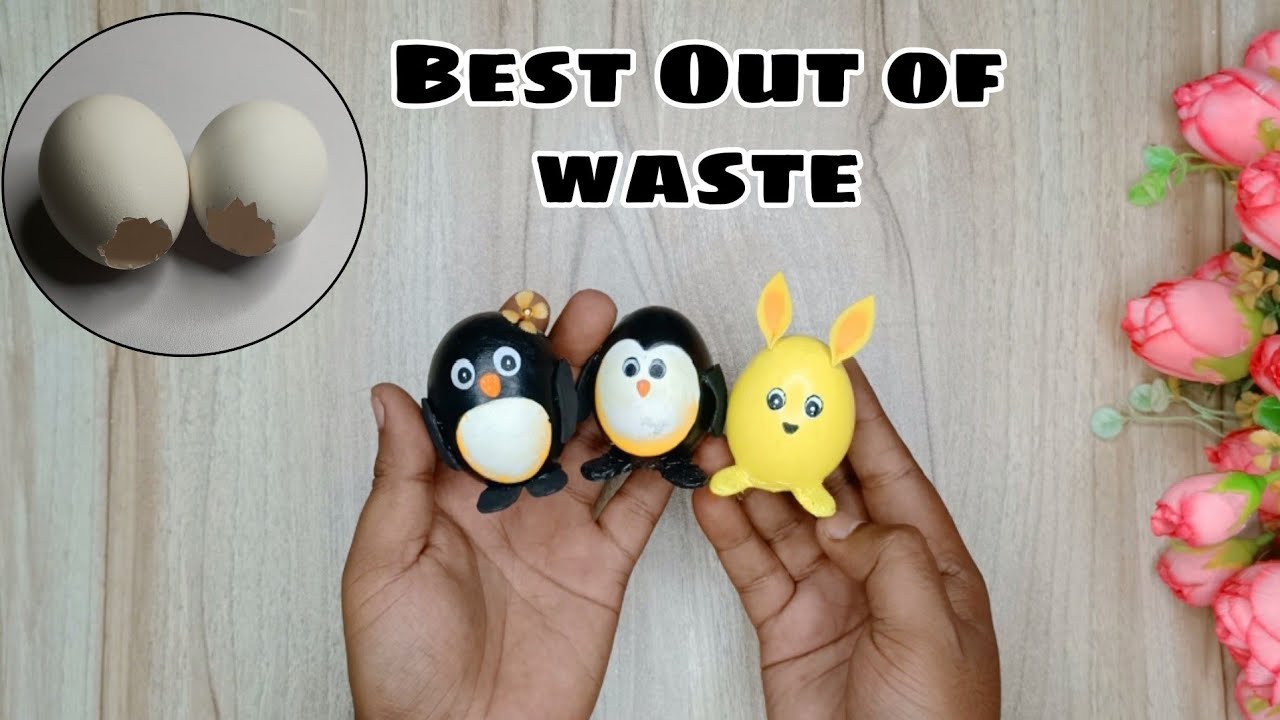 Best Out Of Waste | Egg Shell Craft ideas | How to reuse Egg Shell | How to make penguin