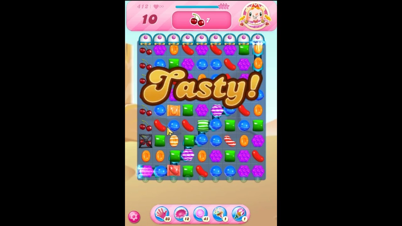 Candy Crush Saga Level 412 - 3 Stars,  10 Moves Completed
