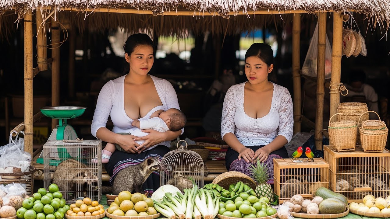 CHỢ NƯỚC LÀO VEN SÔNG MÊ KÔNG BÁN TOÀN ĐẶC SẢN ĐỘC LẠ