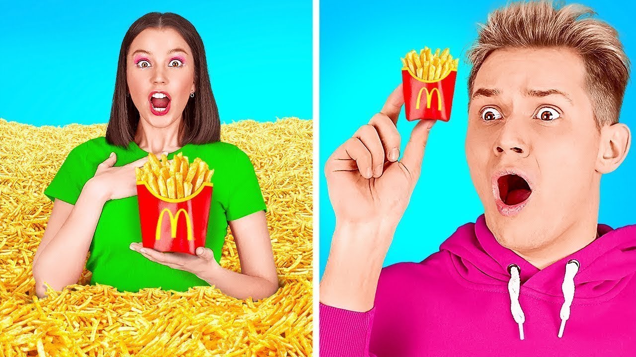 100 LAYERS FOOD CHALLENGE || Giant VS Tiny Food For 24 Hours by 123 GO! FOOD