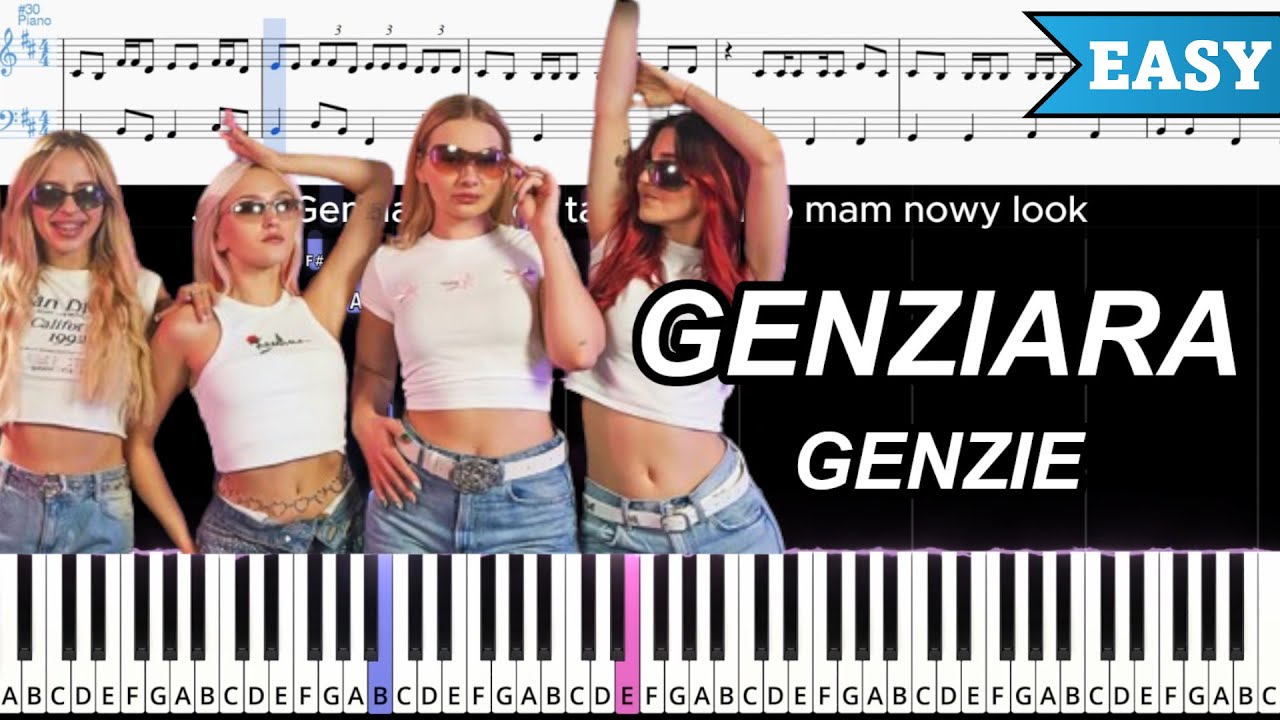 GENZIARA - GENZIE | ŁATWY PIANO TUTORIAL | TEKST + NUTY
