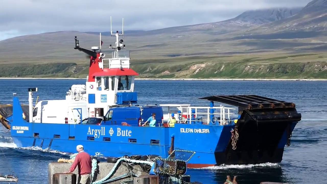 Isle of Jura Ferry docks at Port Askaig, island of Islay, Scotland UK