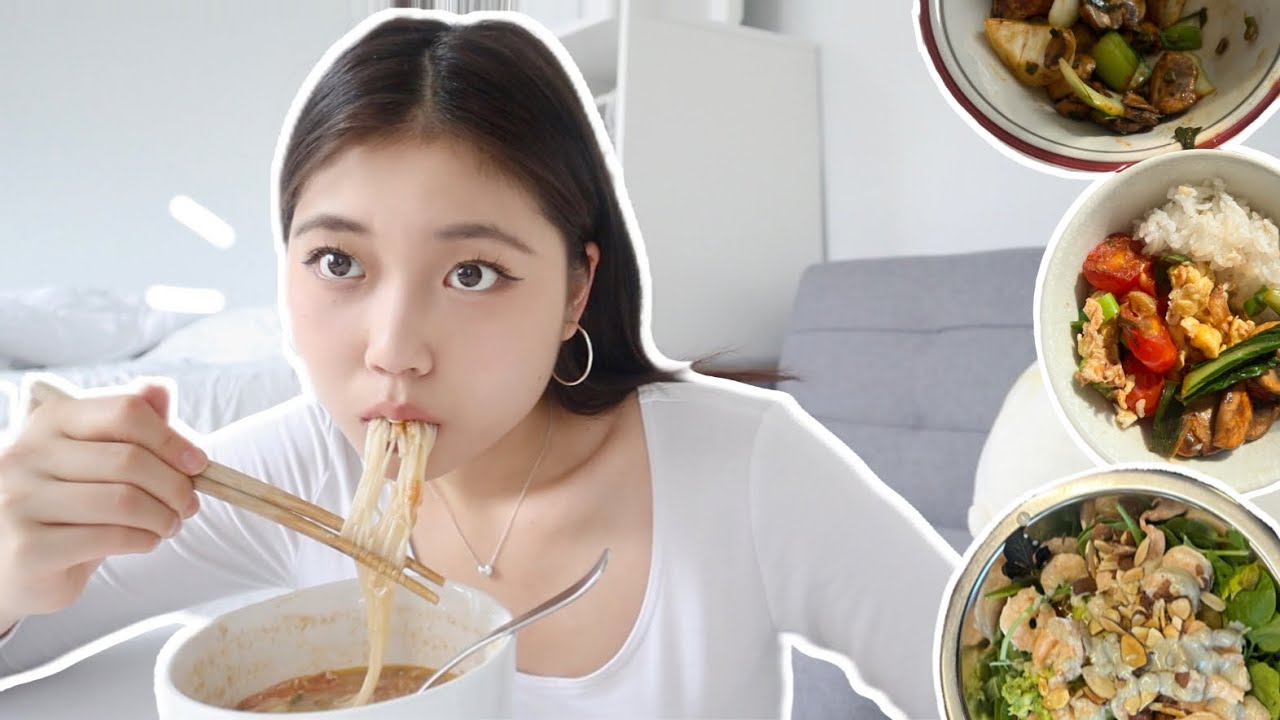 what I eat in a week as a busy college student *$50 budget*