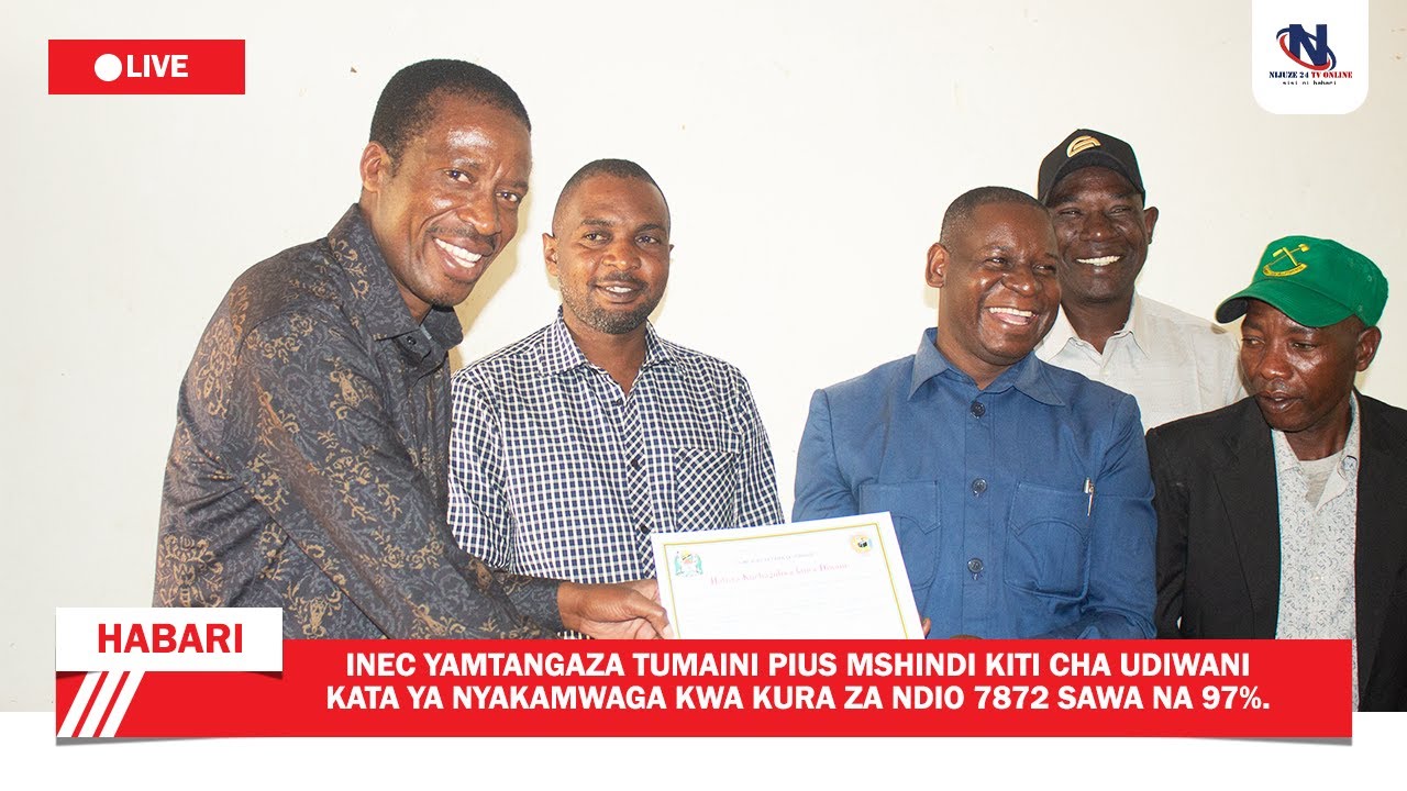 INEC YAMKABIDHI CHETI CHA USHINDI DIWANI MTEULE WA KATA YA NYAKAMWAGA.