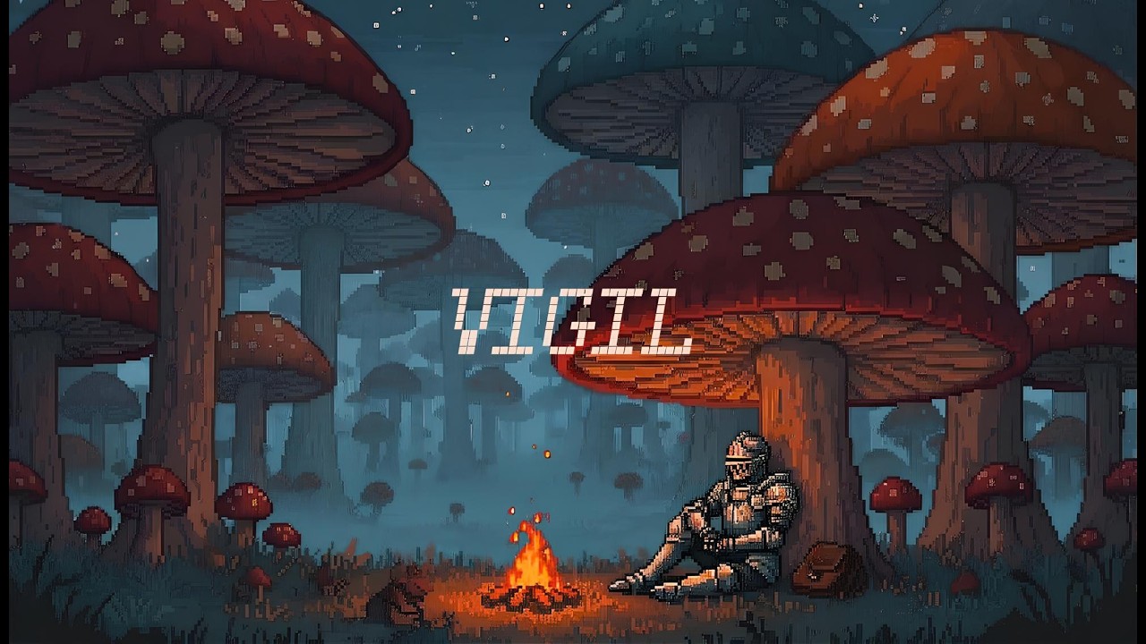 Mushroom Forest at Night 🌙 Relaxing Piano Music | Fantasy Campfire